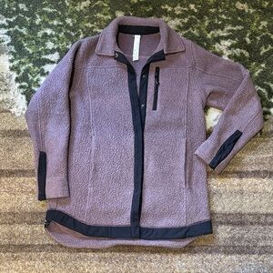 oiselle Lavender Teddy Jacket with Black Trim